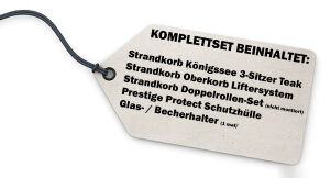 Strandkorb Komplettset: Königssee 3-Sitzer Teak Bullauge - PE shell - Modell 586